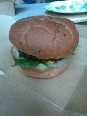 Plant based vegan burger at The Spotless Leopard - Food Van in Bristol