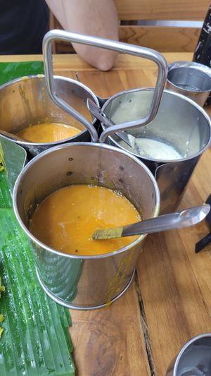 A Dahl and 2 chutneys at Visalatchi's Banana Leaf in Kuala Lumpur