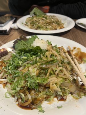 Vegan okonomiyaki (udon etc option)  at お好みセンター 「／５」 GOBUNNO in Hiroshima