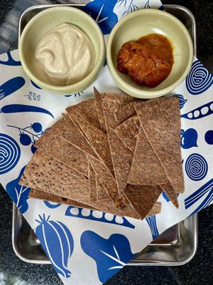 Perilla seed nachos at Roasty in Chiang Mai