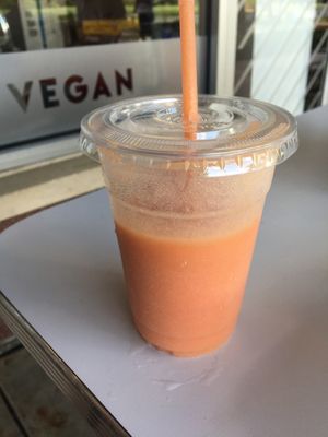 Sunrise smoothie (strawberry, mango, pineapple, orange) at Drop Squad Kitchen in Wilmington
