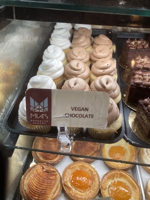 Chocolate and vanilla vegan cupcake  at Mia's Brooklyn Bakery in Brooklyn