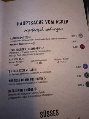 Vegan/vegetarian menu  at Dolden Mädel Ratsherrn Braugasthaus  in Berlin