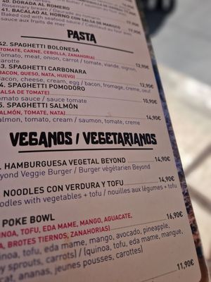 In the menu at Me Da Igual in Calpe