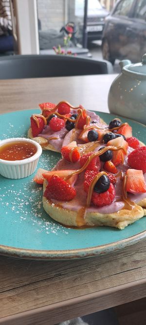 Vegan pancakes at Neki Cafe in Knutsford