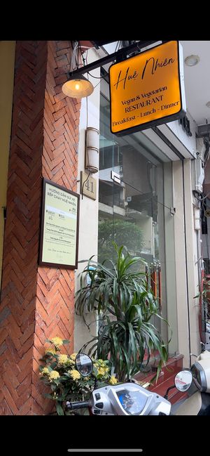 Welcome board at Bếp Chay Huệ Nhiên in Hanoi
