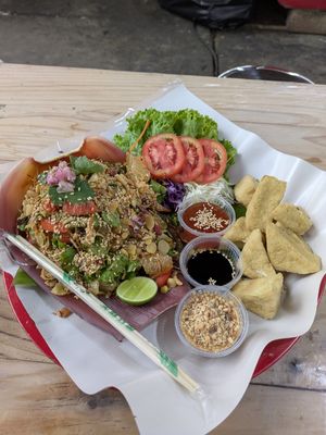 Pomelo Salad with Deep Fried Tofu at Green Food in Chiang Mai