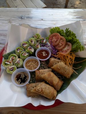 Veggie Rolls and Fried Spring Rolls at Green Food in Chiang Mai