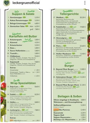 Speisekarte at Lecker Grün - Maybe closed in Wuppertal