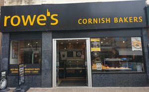 Outside at Rowe's Cornish Bakers in Newquay