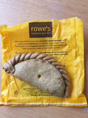 Vegan curry pasty at Rowe's Cornish Bakers in Newquay