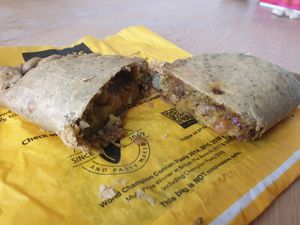 Vegan curry pasty at Rowe's Cornish Bakers in Newquay