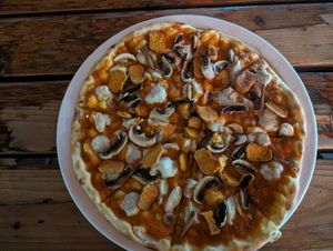 Vegan proscuitto e funghi at Pizza Yolo in Nairobi