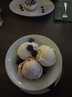 Trio of vegan icecream  at Waterfront Bar and Restaurant in Ullapool