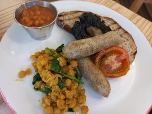 Vegan breakfast at The Pavilion Cafe in South East London