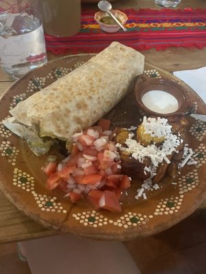 Vegetarian burrito  at Luna Pach in Valladolid