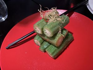 Okra wasabi  at Hutong in New York City