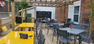 Outdoor seating at The Lucky Wolf in Paw Paw