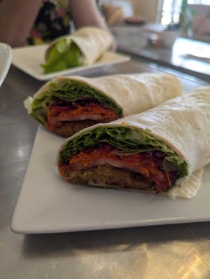 Falafel wrap at Tallowood Cafe in Dorrigo