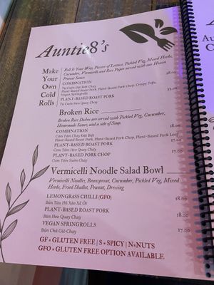 New menu 2  at Auntie8's Vietnamese Cuisine in Prospect