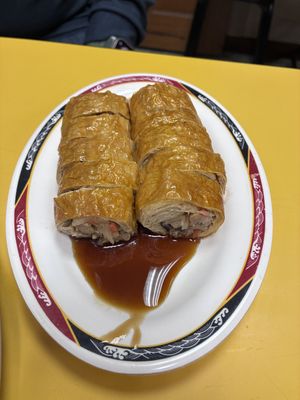 Tofu skin rolls. So good!  at Ningxia Vegetarian Restaurant - 寧夏素食小館 in Taipei