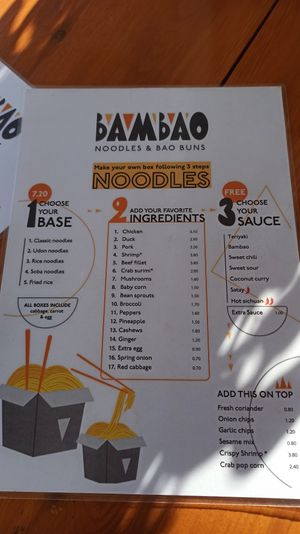 Menù dei noodles (l'uovo si può omettere) at Bambao in Mykonos