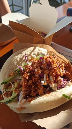 Crispy mushroom bao at Bambao in Mykonos