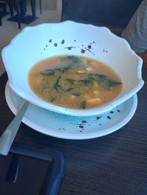Miso soup with tofu and seaweed at YI SUSHI in Bastia Umbra