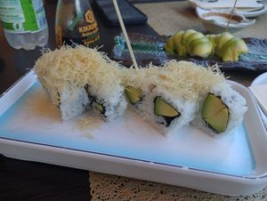 Sushi rolls made vegan for us (without cheese) at YI SUSHI in Bastia Umbra