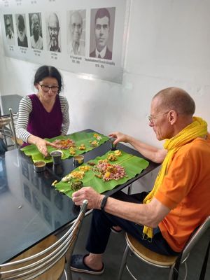 Our feast enjoyed by our friends at Prakriti Health Food Hotel in Kochi