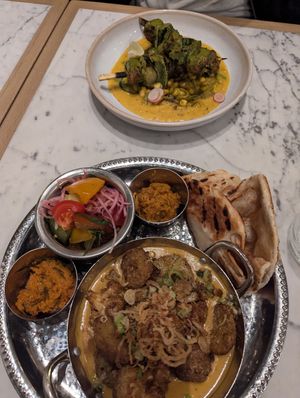 Thali and chicken skewers at Mildreds - Victoria in South West London