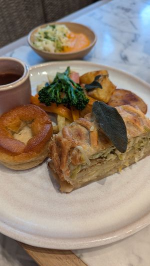 Sunday roast - leek lattice at Mildreds - Victoria in South West London