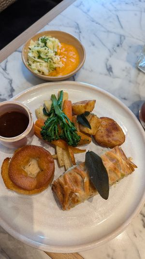 Sunday roast - leek lattice at Mildreds - Victoria in South West London