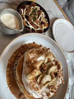 Pancakes again with home fries! (So good)  at Mildreds - Victoria in South West London