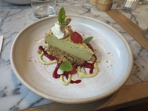 pistachio cheese cake  at Mildreds - Victoria in South West London