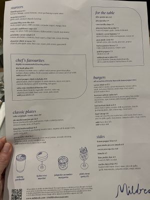 Latest menu   at Mildreds - Victoria in South West London