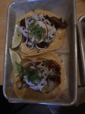 Brussel sprouts and potato tacos  at Lola Gaspar in Santa Ana