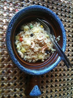 Baked Rice with pineapple 60 baht at Fuang Vegetarian in Chiang Mai