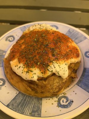 Soy meat börek (150 TL)  at Zeus Vegkek in Izmir