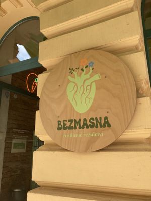 Sign outside  at Bezmasna in Prague