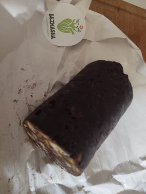 Vegan chocolate salami at Bezmasna in Prague