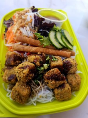 Night Market Crispy Tofu Noodle Bowl. This was good. at Buddha Bowls and Rolls in Sacramento