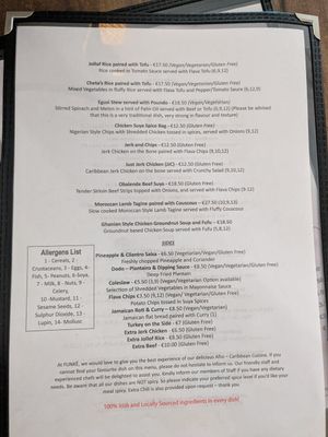 Menu page 2 (06/25) at Funké in Sligo