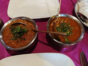 Baingan bharta and chenna masala at Indian Royal  in Liege