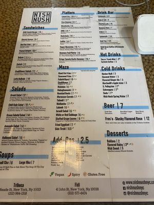 Menu  at Nish Nush in New York City