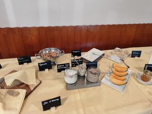 Brunch Buffet with Bircher, Granola, Fresh Cheese at Hotel Restaurant du Cerf in Soubey
