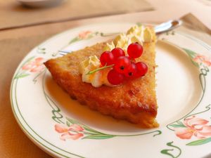 Lemon-Coco-Almond Cake at Hotel Restaurant du Cerf in Soubey