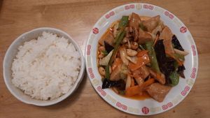 Veggie "chicken" with peanuts in spicy sauce at Keiai - 桂愛 in Hiroshima