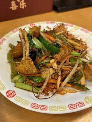 Spicy stir fried vegan chickenn  at Keiai - 桂愛 in Hiroshima