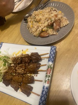 Lamb sticks, and ham fried rice   at Keiai - 桂愛 in Hiroshima